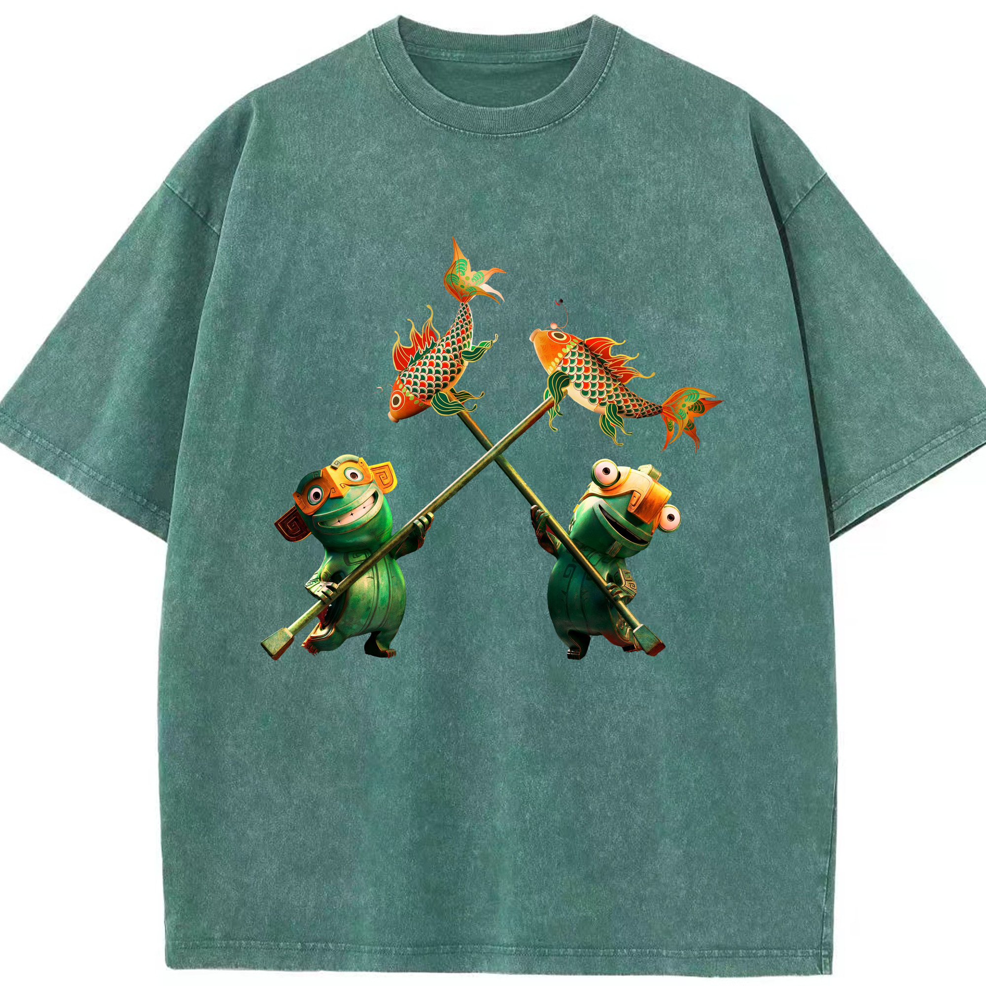 （画像用） Ne Zha 2 ナタ 魔童の大暴れ 綿100% ヴィンテージ風 半袖Tシャツ（フロントプリント）